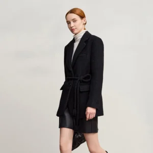 Double-sided Wool Coat Woman Loose Solid Warm 2025 Winter Coat Female New Versatile Single Breasted With Belt Top 12554032