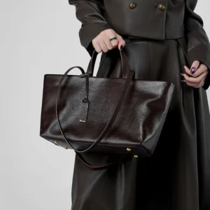 cowhide genuine leather tote shoulder bags for women 2025 luxury designer large capacity commuter work ladies handbags