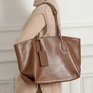 cowhide genuine leather large soft shoulder tote bags for women 2025 luxury designer big shopping work ladies handbags