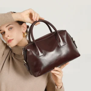 cowhide genuine leather pillow tote handbags for women 2026 luxury designer bowling work ladies shoulder crossbody bags