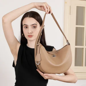 burminsa cowhide genuine leather crescent shoulder bags for women 2025 luxury designer crossbody hobos underarm ladies handbags