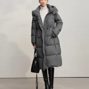 down jacket 2025 winter new casual warm solid color hooded straight long down coat zipper long sleeves women's top 12544149