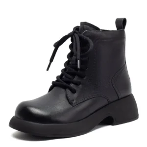 fashion women thick heel wool snow boots 2026 quality genuine cow leather shearling fur warm platform ankle boots lady