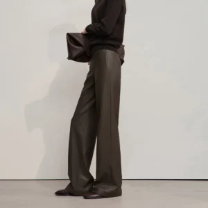 pants for woman 2025 winter new minimalist commuter pu leather loose wide leg pants casual office lady trousers 12524063