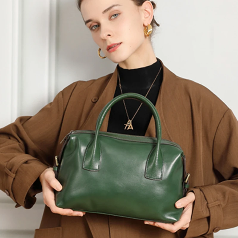 cowhide genuine leather pillow tote handbags for women 2026 luxury designer bowling work ladies shoulder crossbody bags