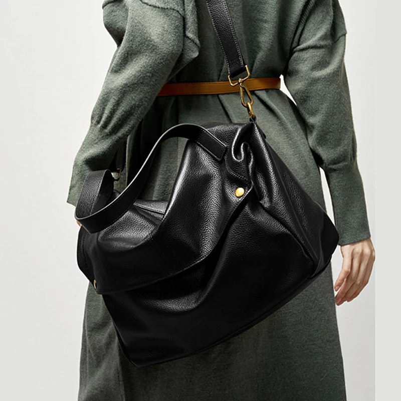 cowhide genuine leather soft large hobo shoulder bags for women 2025 luxury designer big messenger tote ladies handbags