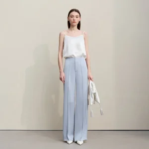 elegant women's pants 2026 spring new commuter pleated versatile straight pants casual matte satin woman trousers 12641095