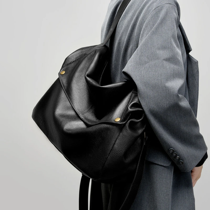 cowhide genuine leather soft large hobo shoulder bags for women 2025 luxury designer big messenger tote ladies handbags