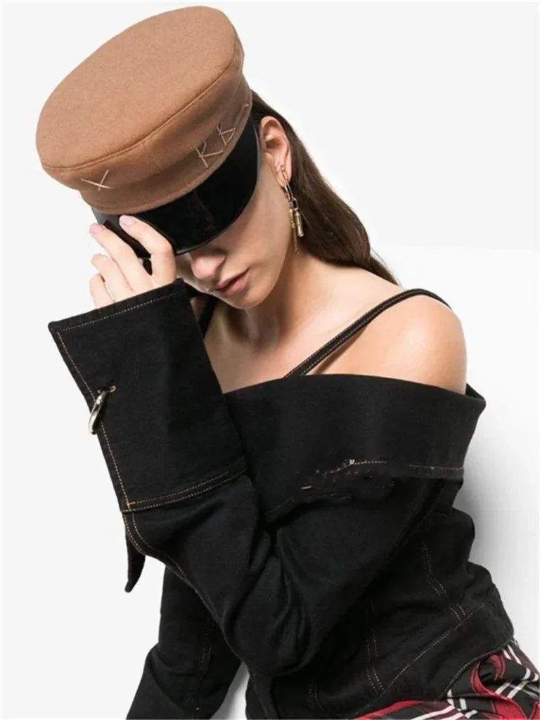 winter caps women newsboy caps Thick warm letter embroidery wool cap S M L plaid patchwork militray caps