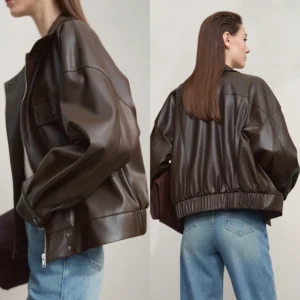 Coat for Woman 2025 Autumn New Retro Modern Lapel Leather Jacket Women's Loose Long Sleeve Women's Leather Jacket 12543111