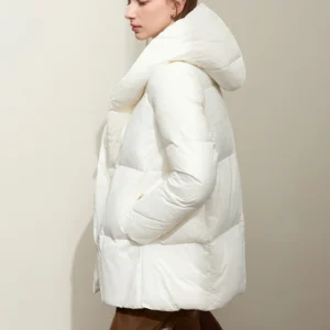 Minimalist Hooded Women Duck Down Jacket Winter New 2024 Loose Warm Bread Clothing Trendy Blends Streetwear Female 12324087