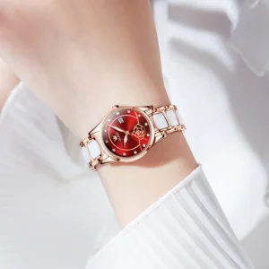 Luxury Women Watch Camellia Quartz Japan Movement 30M Waterproof Watch For Women Ceramics Women Wristwatch
