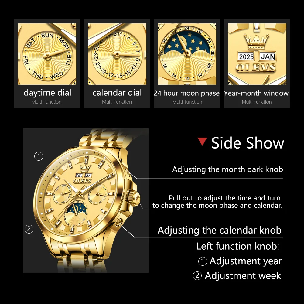 New Mens Watch Luxury Automatic Mechanical Watches For Man Moon Phase Waterproof Luminous Steel Watch Gift Box Reloj - Image 4