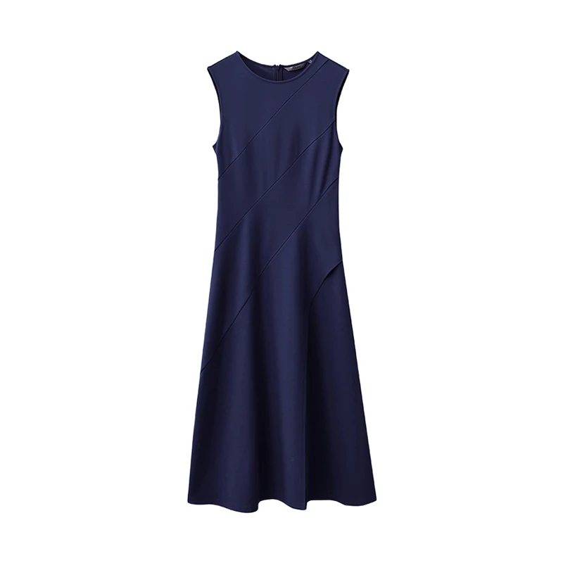 Women's Sleeveless Dress 2026 Summer New Round Neck Fitted Waist With Slit Elegant Casual Midi Dress For Women - Image 6