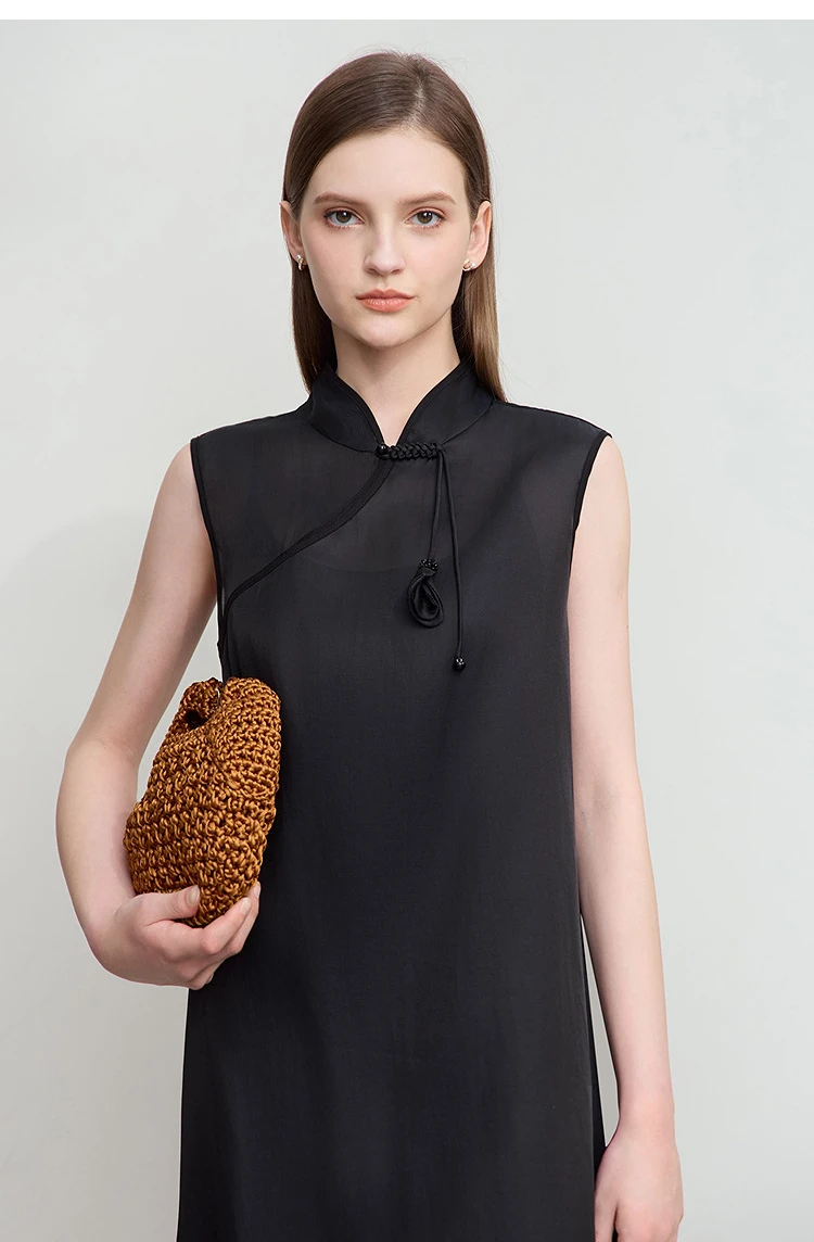 Minimalist Mulberry Silk Cotton Dress Women 2026 Summer New Chinese Style Sleeveless A-Line Elegant Evening Dresses