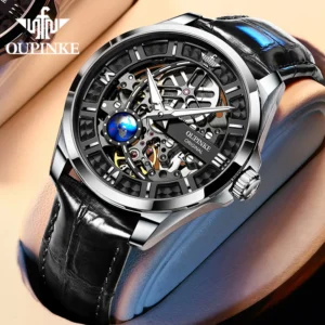 Mens Watch Top Luxury High Quality Automatic Mechanical Watches For Man 3D Vision Rotationg Second Dial Wristwatch