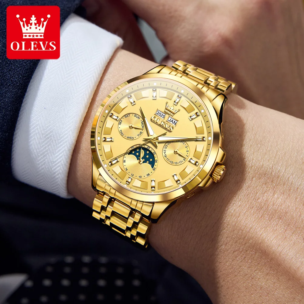 New Mens Watch Luxury Automatic Mechanical Watches For Man Moon Phase Waterproof Luminous Steel Watch Gift Box Reloj