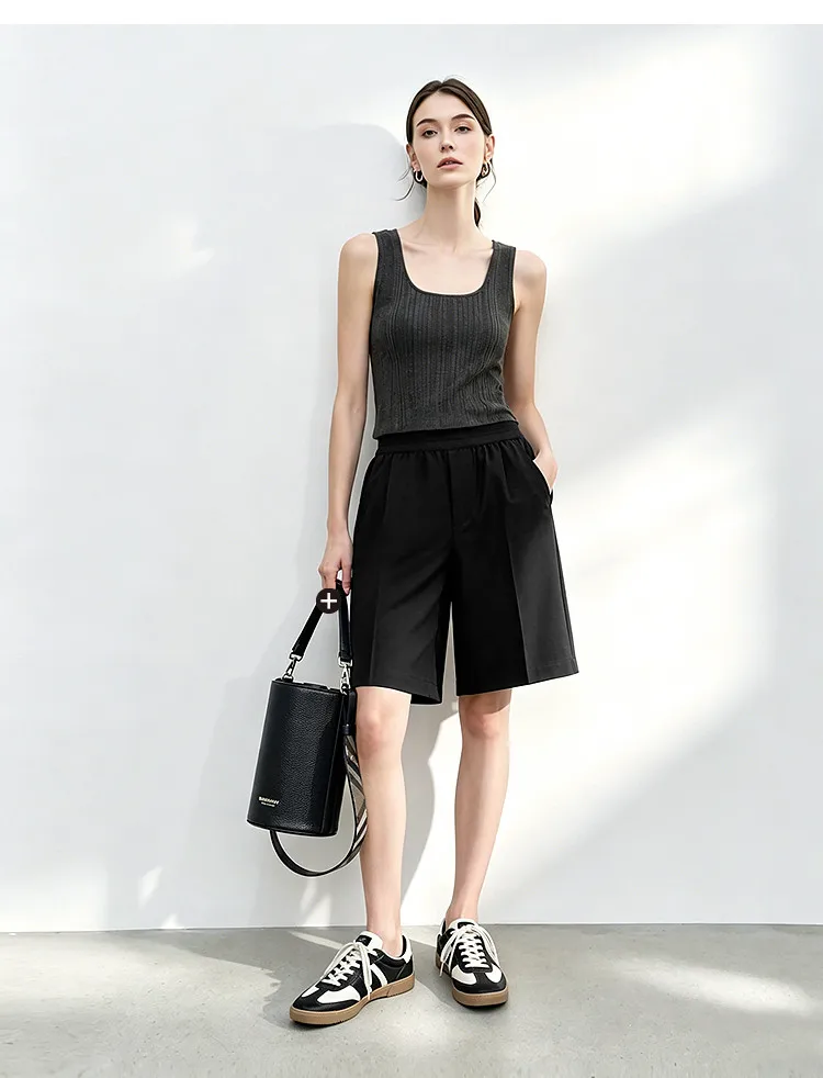 Women’s Shorts 2026 Summer New Cutout Elastic Waist Wide Leg Pants Loose Simple Office Casual Women's Clothing - Image 7