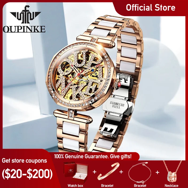 Top Brand Women Watches Luxury Elegant Automatic Mechanical Watch Waterproof Sapphire Mirror Bracelet Necklace Set - Image 2