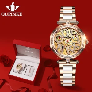 Top Brand Women Watches Luxury Elegant Automatic Mechanical Watch Waterproof Sapphire Mirror Bracelet Necklace Set