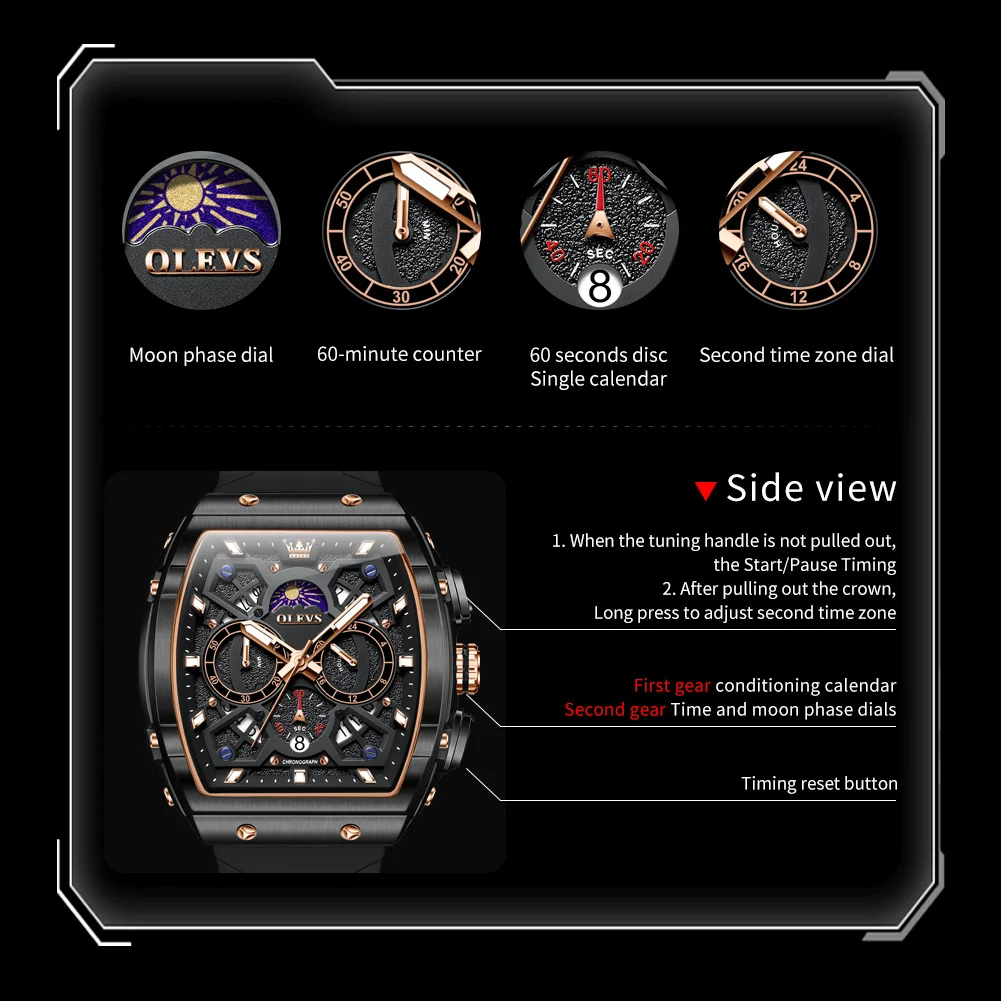 Men's Watch Hollow Out Watches Quartz Watch Waterproof Luminous Watches For Men Stylish Design with Silicone Strap - Image 2