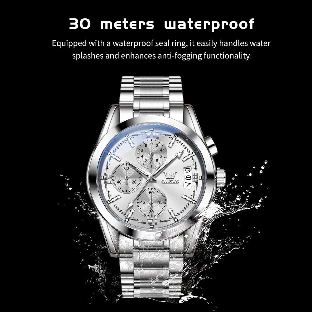 Mens Watch Original Quartz Watch Waterproof Luminous Stainless Steel Sports Watches For Man Gift Box Reloj - Image 2