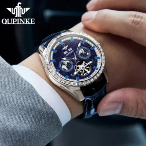 New High Quality Fashion Mens Watch Automatic Mechanical Watch﻿ Butterfly Double Snap 50M Waterproof Watches