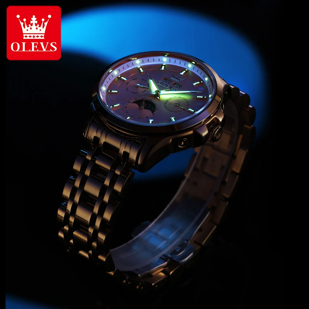 New Mens Watch Luxury Automatic Mechanical Watches For Man Moon Phase Waterproof Luminous Steel Watch Gift Box Reloj - Image 2