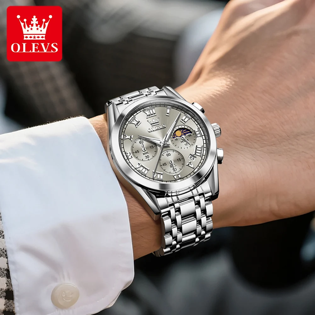 Mens Watch Original Fashion Luxury Brand Waterproof Luminous Quartz Watch Moon Phase Automatic Date Watches For Men - Image 5