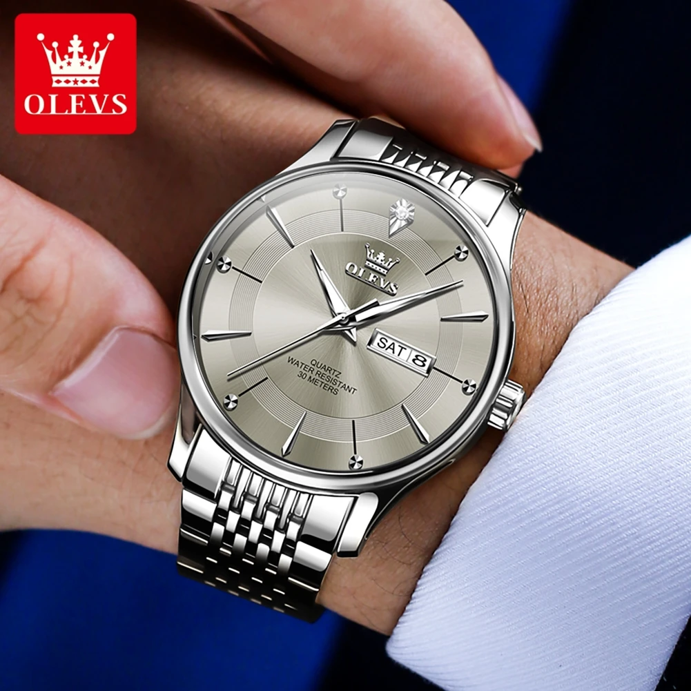 Men's Watches Business Simply Original Quartz Watch for Man Waterproof Stainless Steel Luminous Hands Date Week - Image 2
