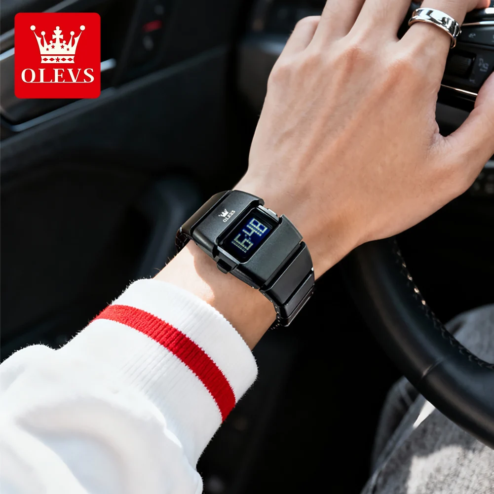 Digital Watch Stylish Classic Original Electronic Movement LED Night Light Alarm Clock Stopwatch Function Watch - Image 2