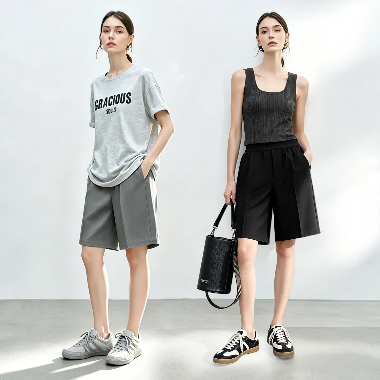 Women’s Shorts 2026 Summer New Cutout Elastic Waist Wide Leg Pants Loose Simple Office Casual Women's Clothing - Image 3