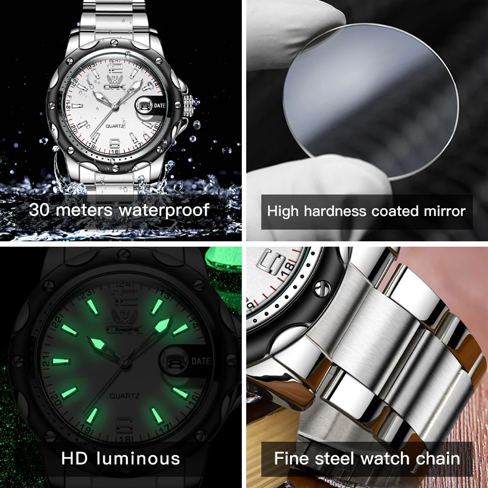 Watches For MenOriginal Waterproof Quartz Watch Luminous Wristwatch Stainleess Steel Male Date Display Reloj Hombr - Image 4