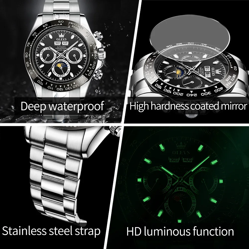 Mens Watch Original Luxury Brand Chronograph Automatic Mechanical Sports Wristwatch Waterproof Luminous Watch For Man - Image 5