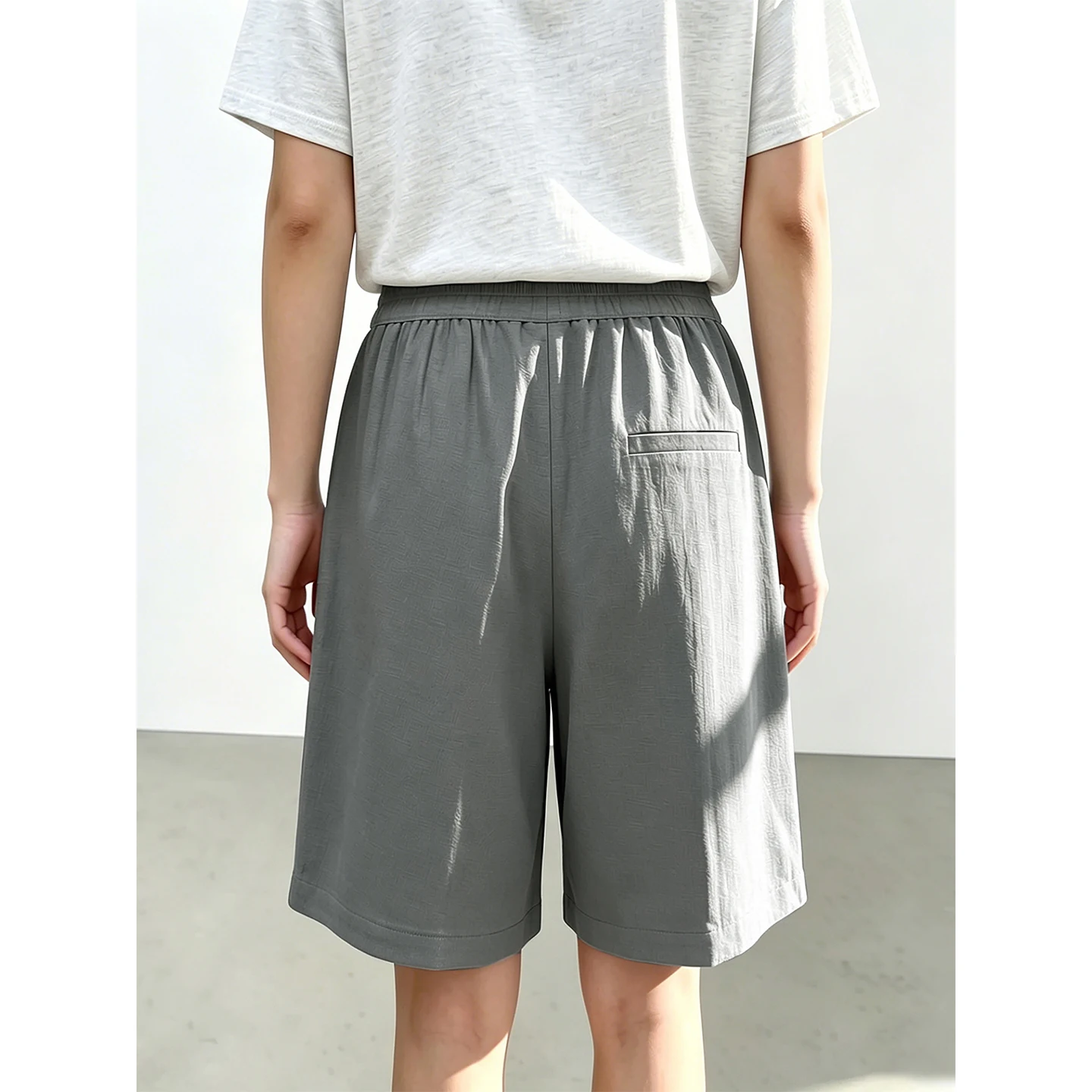 Women’s Shorts 2026 Summer New Cutout Elastic Waist Wide Leg Pants Loose Simple Office Casual Women's Clothing - Image 2