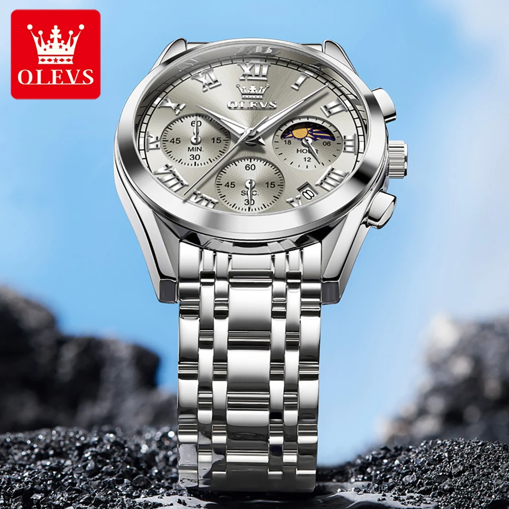 Mens Watch Original Fashion Luxury Brand Waterproof Luminous Quartz Watch Moon Phase Automatic Date Watches For Men - Image 4