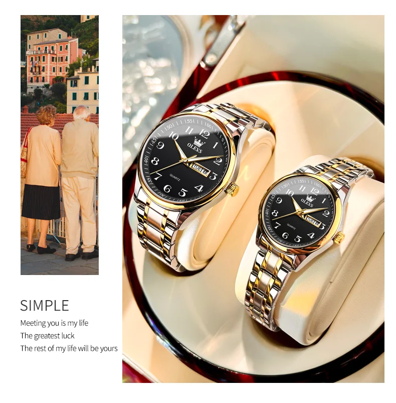 Top Brand Couple Quartz Watches Waterproof Luminous Wristwatch for Lover Date Men‘s and Women's Wristwatch Simple Fashion