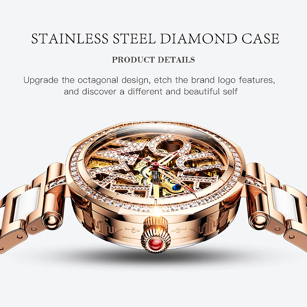 Top Brand Women Watches Luxury Elegant Automatic Mechanical Watch Waterproof Sapphire Mirror Bracelet Necklace Set - Image 4