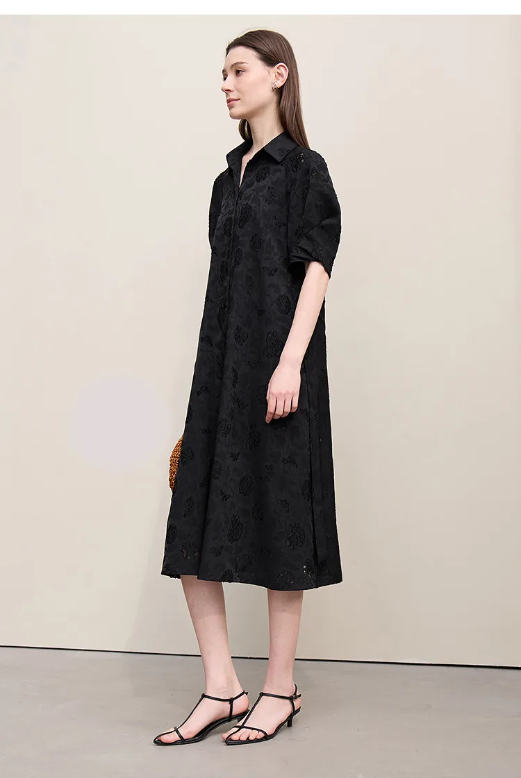 Women's Dress 2026 Spring New Casual A-Line Loose Long Dress Women's Embroidery Short Sleeve Belted Woman Clothing - Image 6