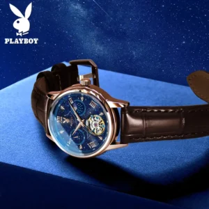 Mechanical Movement Women Watch Stainless Steel Starry Sky Skeleton Flywheel Moon Phase Luxury Brand Ladies Watch