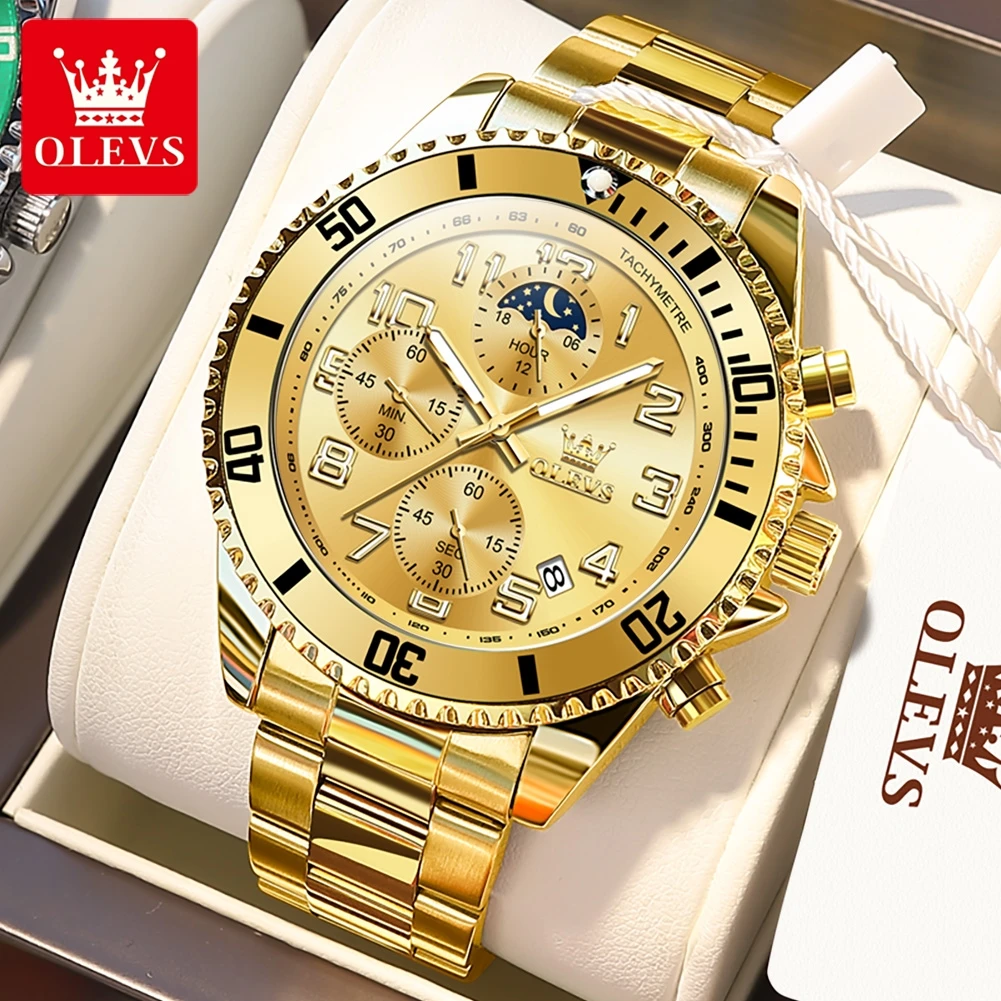 Men's Watch Fashion Classic Ocean Star Diving Chronograph Men's Original Quartz Watch 30m Waterproof Moonphase Watch
