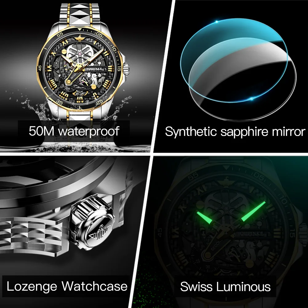Men's Watch Original Brand Automatic Mechanical Wristwatch Waterproof Luminous Hollow movement Watches Luxury Men - Image 6