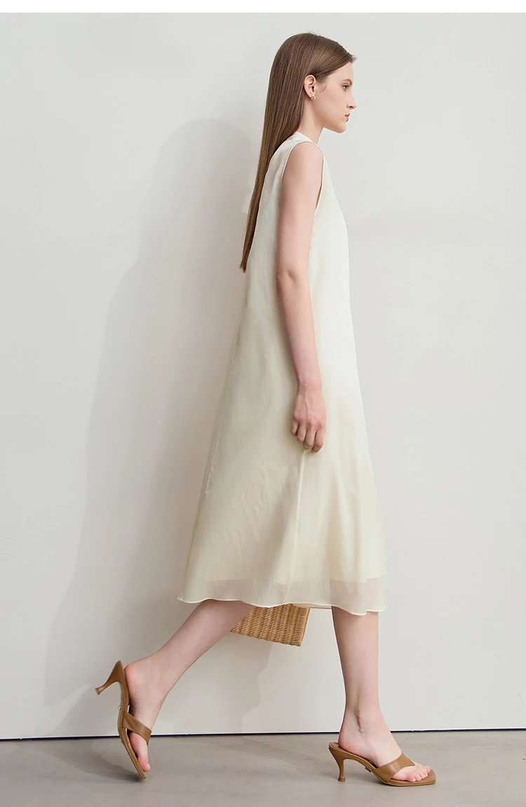 Minimalist Mulberry Silk Cotton Dress Women 2026 Summer New Chinese Style Sleeveless A-Line Elegant Evening Dresses - Image 6
