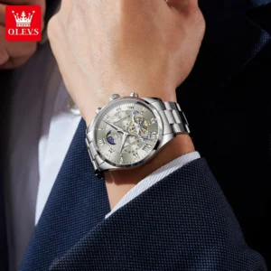 Men’s Watch Original Multifunctional Chronograph Quartz Watch Waterproof Luminous Watch For Men Moon Phase Mens Gifts