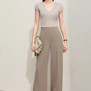 Minimalism 2026 Summer New Wide-legged Pants Women Straight Basics Casual Pants Female Solid Full-length Trousers