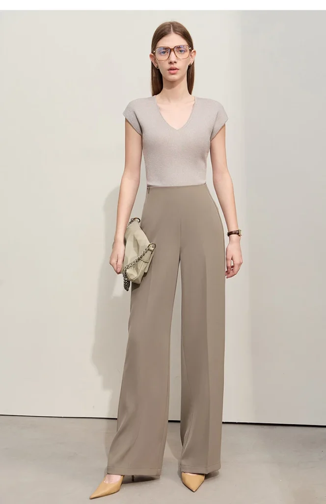 Minimalism 2026 Summer New Wide-legged Pants Women Straight Basics Casual Pants Female Solid Full-length Trousers