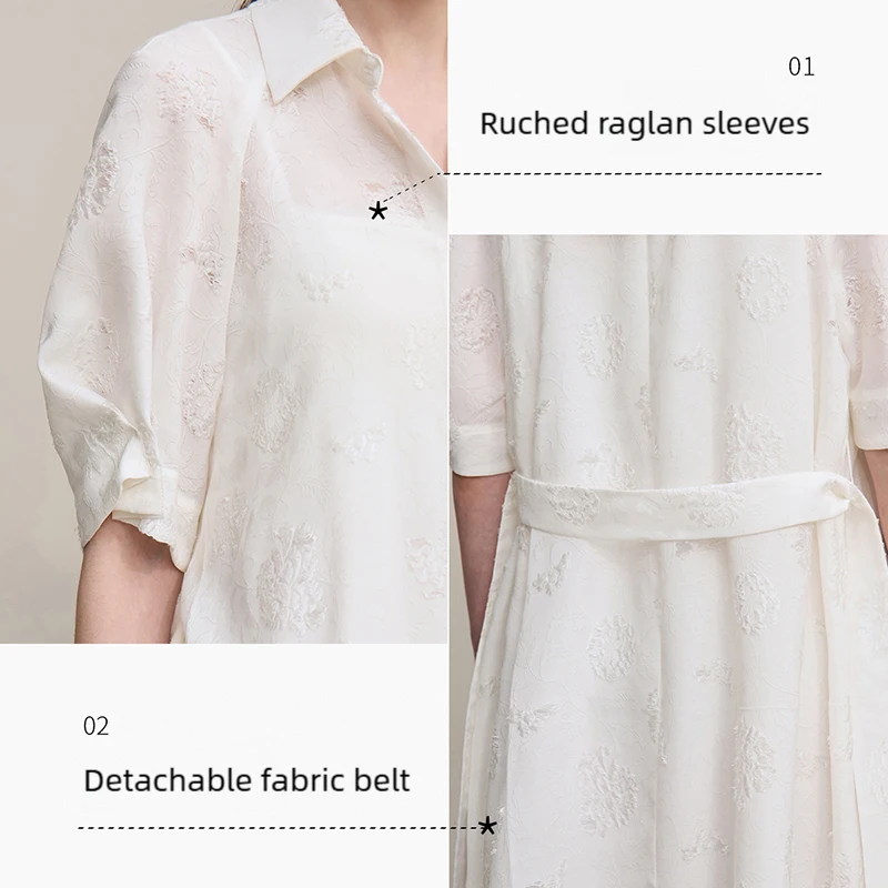Women's Dress 2026 Spring New Casual A-Line Loose Long Dress Women's Embroidery Short Sleeve Belted Woman Clothing - Image 5