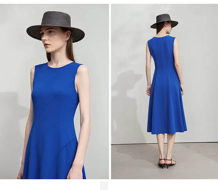 Women's Sleeveless Dress 2026 Summer New Round Neck Fitted Waist With Slit Elegant Casual Midi Dress For Women - Image 7