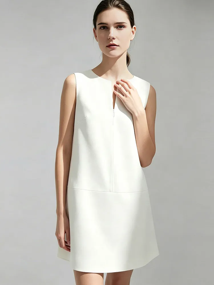 Sleeveless Women's Dress 2026 Summer New O-Neck Patchwork Lace Cutout Elegant Office Midi Women's Casual Dresses - Image 3