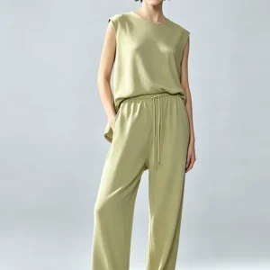 Woman Trousers 2026 Summer New O-Neck Pleated Chiffon Long Dress Separate Casual Flowy Sleeveless Women's Blouse